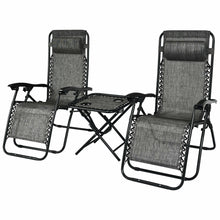 Load image into Gallery viewer, Gymax 3PCS Zero Gravity Recliner Lounge Chairs Pillows Table Portable Folding Grey
