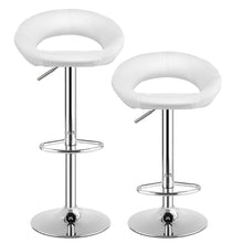 Load image into Gallery viewer, Gymax Set of 4 Adjustable Bar Stools Swivel Pub Chairs Barstools PU Leather White
