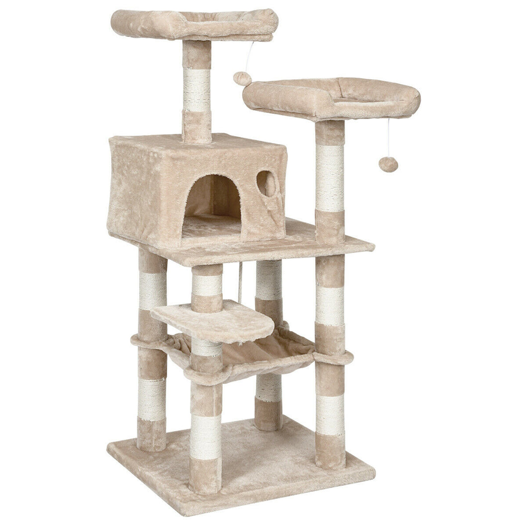 Gymax 55'' Multi-Level Cat Tree Condo Kitten Activity Tower w/ Hammock
