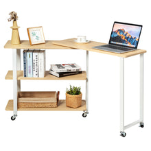 Load image into Gallery viewer, Gymax Sofa Side End Table 360-degree Rotating Bookcase w/ Storage Shelves &amp; Wheels Natural
