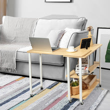 Load image into Gallery viewer, Gymax Sofa Side End Table 360-degree Rotating Bookcase w/ Storage Shelves &amp; Wheels Natural
