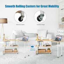 Load image into Gallery viewer, Gymax Sofa Side End Table 360-degree Rotating Bookcase w/ Storage Shelves &amp; Wheels Natural
