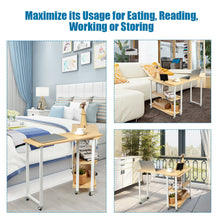 Load image into Gallery viewer, Gymax Sofa Side End Table 360-degree Rotating Bookcase w/ Storage Shelves &amp; Wheels Natural
