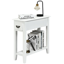 Load image into Gallery viewer, Gymax 2 Tier End Bedside Sofa Side Table Narrow Nightstand w/Drawer &amp;Shelf White
