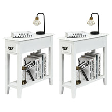 Load image into Gallery viewer, Gymax Set of 2 Nightstand 2 Tier End Bedside Sofa Side Table w/Drawer &amp;Shelf White
