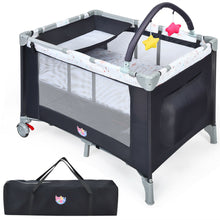 Load image into Gallery viewer, Gymax Portable Baby Playard Playpen Nursery Center w/ Mattress &amp; Changing Station

