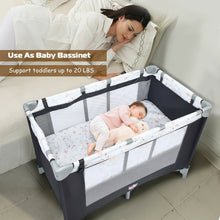 Load image into Gallery viewer, Gymax Portable Baby Playard Playpen Nursery Center w/ Mattress &amp; Changing Station
