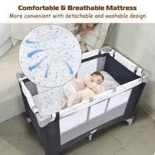 Load image into Gallery viewer, Gymax Portable Baby Playard Playpen Nursery Center w/ Mattress &amp; Changing Station

