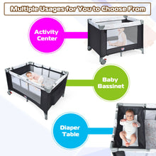 Load image into Gallery viewer, Gymax Portable Baby Playard Playpen Nursery Center w/ Mattress &amp; Changing Station
