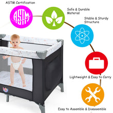 Load image into Gallery viewer, Gymax Portable Baby Playard Playpen Nursery Center w/ Mattress &amp; Changing Station
