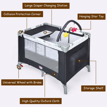 Load image into Gallery viewer, Gymax Portable Baby Playard Playpen Nursery Center w/ Mattress &amp; Changing Station
