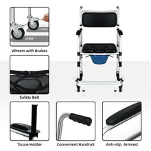 Load image into Gallery viewer, Gymax 2-in-1 Aluminum Commode/Shower Wheelchair w/ Locking Casters Adjustable Height
