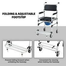 Load image into Gallery viewer, Gymax 2-in-1 Aluminum Commode/Shower Wheelchair w/ Locking Casters Adjustable Height
