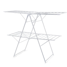 Load image into Gallery viewer, Gymax Foldable Clothes Drying Rack 2-Level Airer w/ with Height-Adjustable Gullwings
