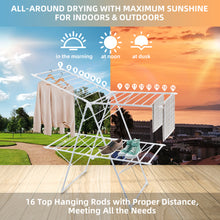 Load image into Gallery viewer, Gymax Foldable Clothes Drying Rack 2-Level Airer w/ with Height-Adjustable Gullwings
