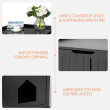 Load image into Gallery viewer, Gymax Cat Litter Box Wooden Enclosure Pet House Sidetable Washroom Storage Bench Black
