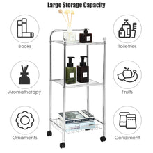 Load image into Gallery viewer, Gymax 3-Tier Mesh Wire Rolling Cart Multifunction Utility Storage Cart Shelves Trolley
