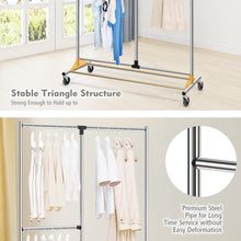 Load image into Gallery viewer, Gymax Heavy Duty Dual Bar Adjustable Garment Rack Rolling Clothes Organizer On Wheels
