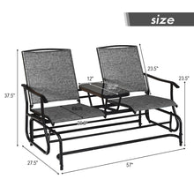Load image into Gallery viewer, Gymax Patio 2-Person Glider Rocking Char Loveseat Garden w/ Tempered Glass Table Grey
