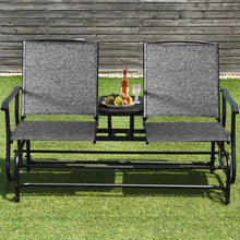 Load image into Gallery viewer, Gymax Patio 2-Person Glider Rocking Char Loveseat Garden w/ Tempered Glass Table Grey

