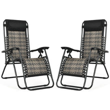 Load image into Gallery viewer, Gymax Set of 2 Folding Rattan Patio Zero Gravity Lounge Chair Recliner w/ Headrest
