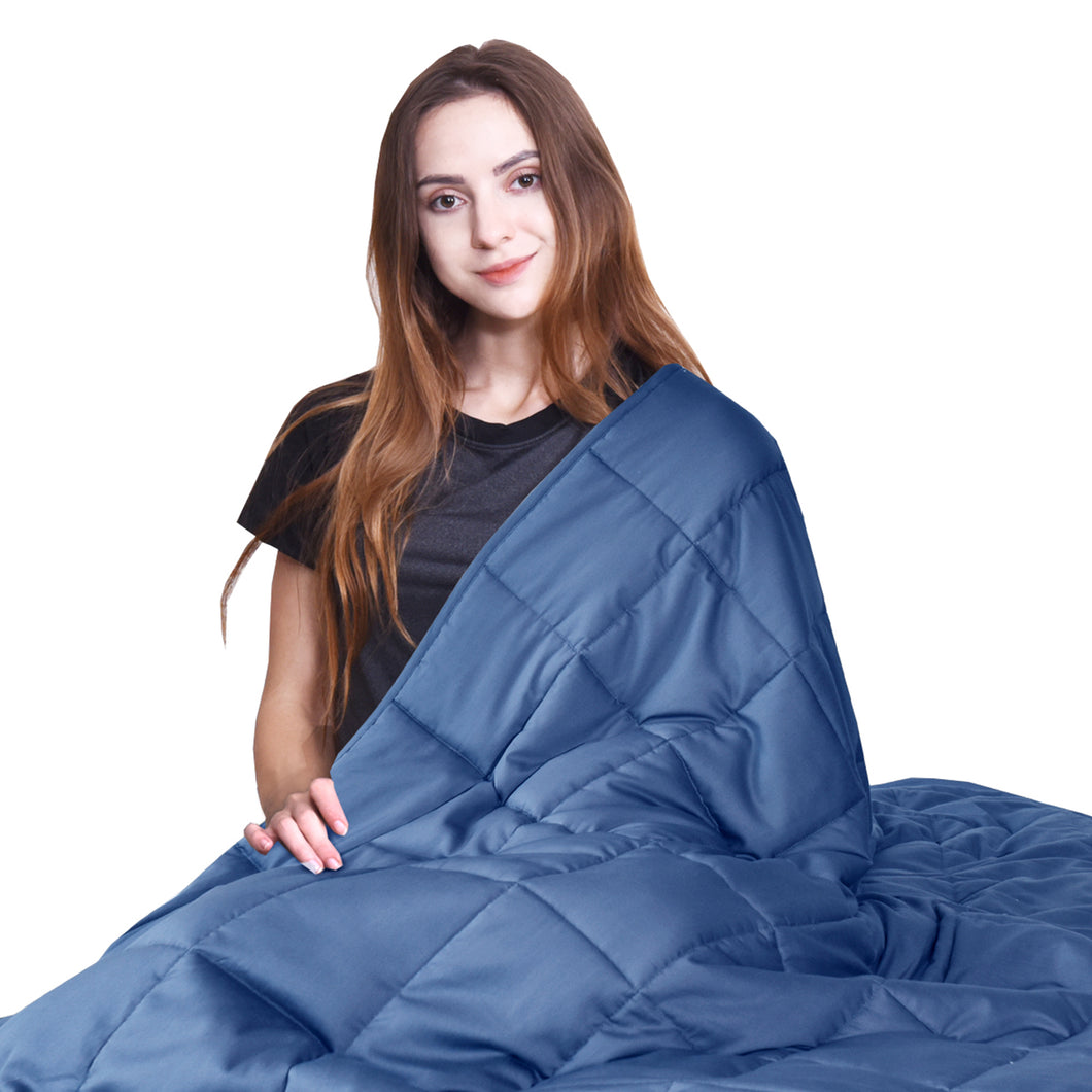 Gymax 41'' x 60'' 10 lbs Cooling Weighted Blanket Luxury Cooler Version Blue