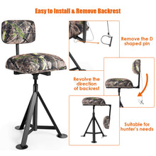 Load image into Gallery viewer, Gymax Swivel Hunting Chair Tripod Blind Stool w/ Detachable Backrest Outdoor Camping
