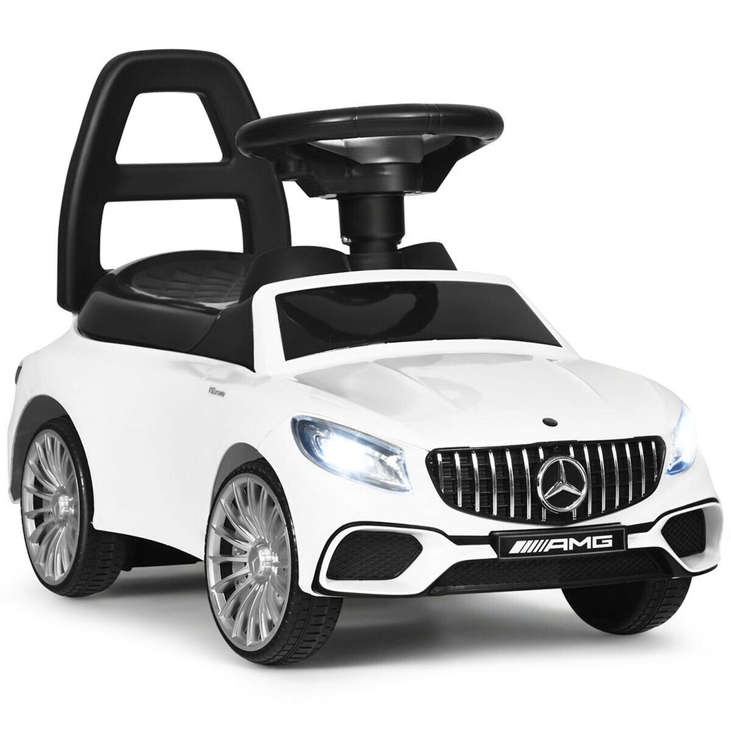 Gymax Licensed Mercedes Benz Kids Ride On Push Car Gliding Scooter w/Light&Music White