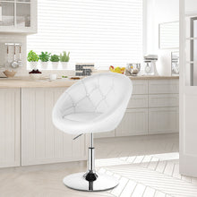 Load image into Gallery viewer, Gymax 1PC Adjustable Modern Swivel Round Tufted Back Accent Chair PU Leather White New
