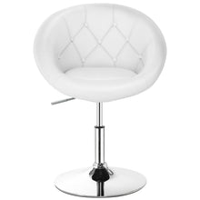 Load image into Gallery viewer, Gymax 1PC Adjustable Modern Swivel Round Tufted Back Accent Chair PU Leather White New
