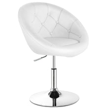 Load image into Gallery viewer, Gymax 1PC Adjustable Modern Swivel Round Tufted Back Accent Chair PU Leather White New
