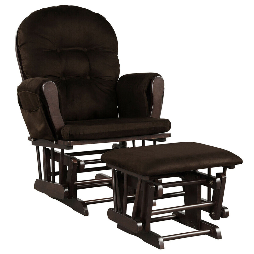 Gymax Baby Nursery Relax Rocker Rocking Chair Glider & Ottoman Set w/ Cushion
