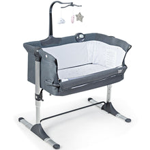 Load image into Gallery viewer, Gymax Portable Baby Bed Side Crib Height Adjustable W/ Music Box &amp; Toys Dark Grey
