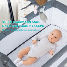 Load image into Gallery viewer, Gymax Portable Baby Bed Side Crib Height Adjustable W/ Music Box &amp; Toys Dark Grey
