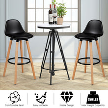 Load image into Gallery viewer, Gymax Set of 2 Mid Century Barstool 28.5&#39;&#39; Dining Pub Chair w/Leather Padded Seat Black
