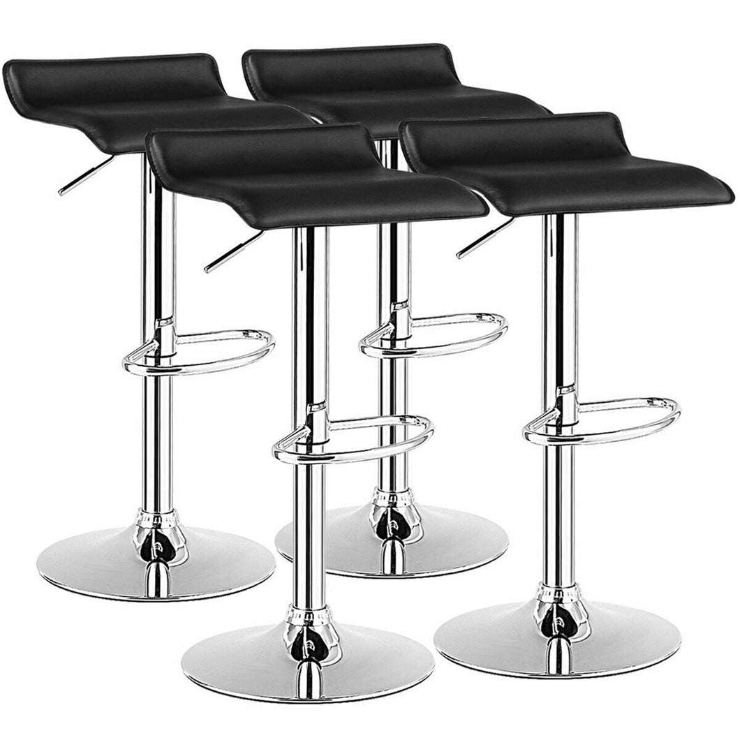 Gymax Set of 4 Swivel Bar Stool PU Leather Adjustable Kitchen Counter Bar Chairs Black