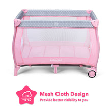 Load image into Gallery viewer, Gymax Portable Foldable Baby Playard Playpen Nursery Center w/ Changing Station Pink
