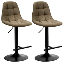 Load image into Gallery viewer, Gymax Set of 2 Adjustable Bar Stools Swivel Counter Height Linen Chairs with Back Brown
