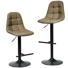 Load image into Gallery viewer, Gymax Set of 2 Adjustable Bar Stools Swivel Counter Height Linen Chairs with Back Brown
