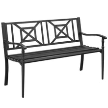 Load image into Gallery viewer, Gymax Park Yard Garden Bench Porch Chair Patio Outdoor Furniture w/ Steel Frame
