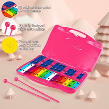 Load image into Gallery viewer, Gymax 25 Notes Kids Glockenspiel Chromatic Metal Xylophone w/ Pink Case and 2 Mallets
