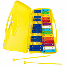 Load image into Gallery viewer, Gymax 25 Notes Kids Glockenspiel Chromatic Metal Xylophone w/Yellow Case and 2 Mallets
