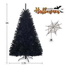 Load image into Gallery viewer, Gymax 6FT Artificial Halloween Christmas Tree Hinged Pine Tree Holiday Decoration Black
