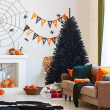 Load image into Gallery viewer, Gymax 6FT Artificial Halloween Christmas Tree Hinged Pine Tree Holiday Decoration Black
