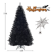 Load image into Gallery viewer, Gymax 7.5FT Artificial Halloween Christmas Tree Hinged Pine Tree Holiday Decoration Black
