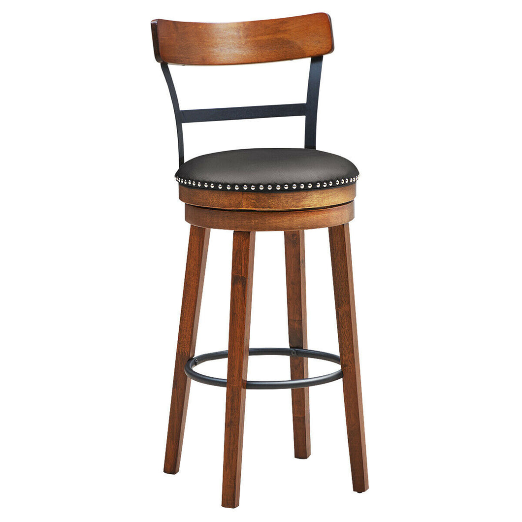 Gymax 30.5'' BarStool Swivel Pub Height kitchen Dining Bar Chair with Rubber Wood Legs
