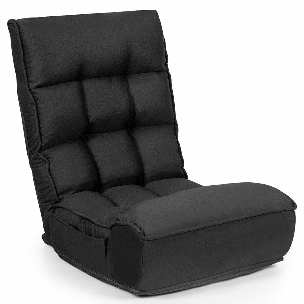Gymax 4-Position Floor Chair Folding Lazy Sofa w/Adjustable Backrest & Headrest