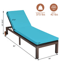 Load image into Gallery viewer, Gymax Adjustable Rattan Recliner Chaise Lounge Chair Patio w/ Cushion Wheels
