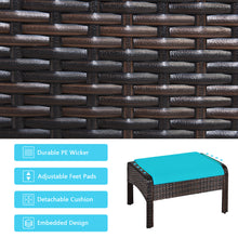 Load image into Gallery viewer, Gymax 5PCS Patio Set Sectional Rattan Wicker Furniture Set w/ Turquoise Cushion
