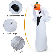 Load image into Gallery viewer, Gymax 6FT Halloween Inflatable Blow Up Ghost w/ Pumpkin LED Lights Yard Decoration
